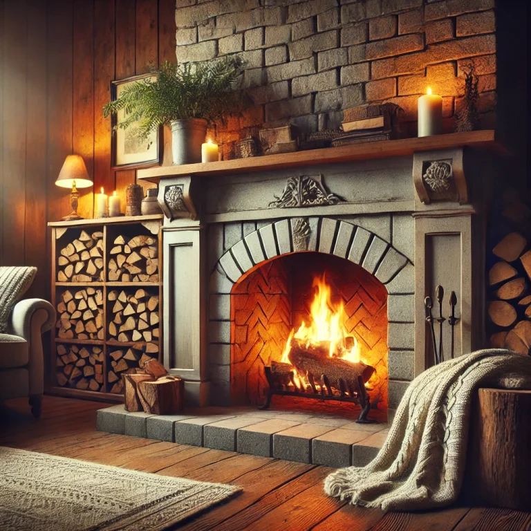 Cheminée chaleureuse avec un feu crépitant