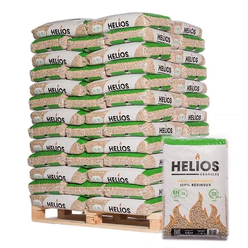 Granulés de Bois HELIOS Haute Performance - Palette 975kg (65 sacs)